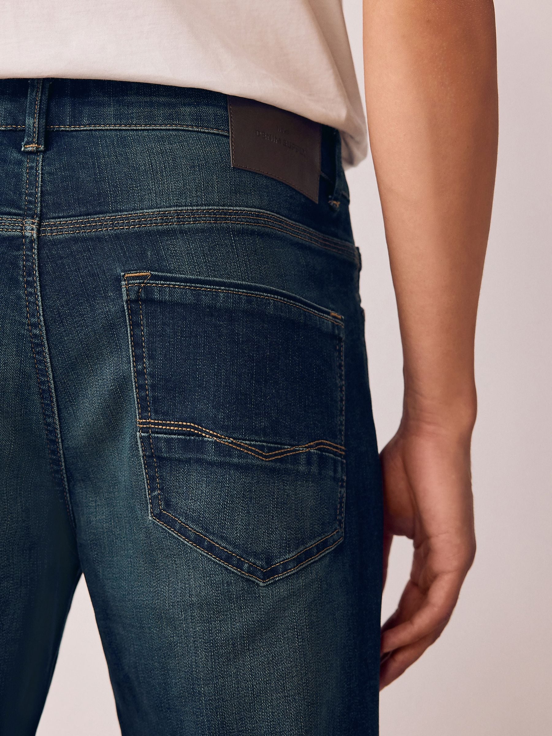 Buy Indigo Blue Straight Fit Authentic Stretch Denim Jeans from