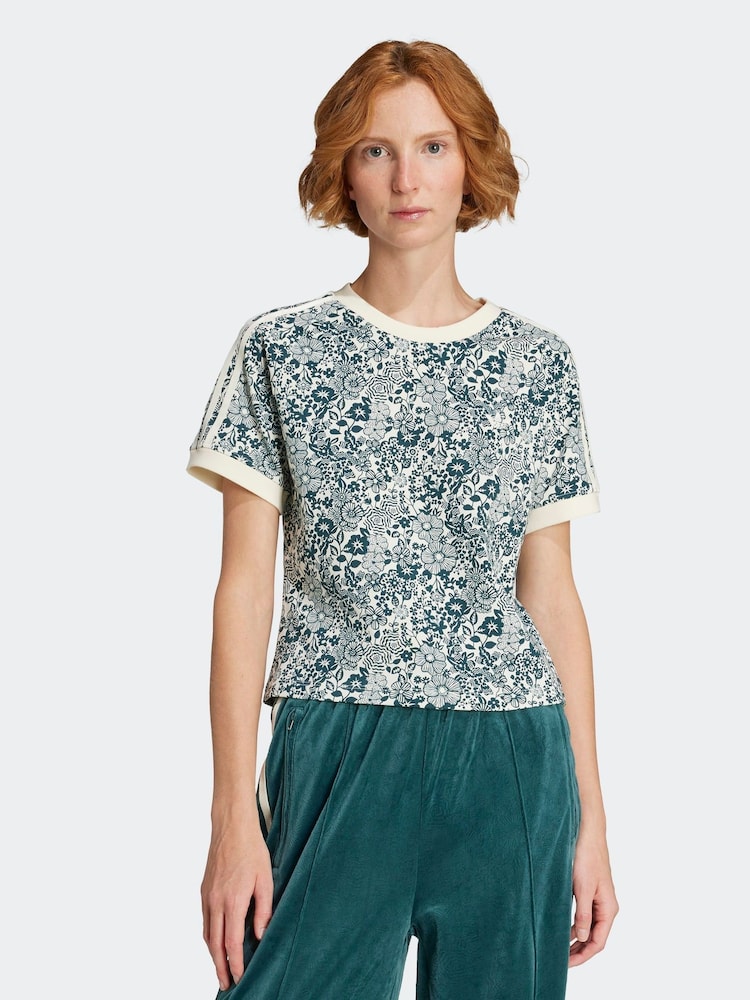 adidas Originals Green Liberty Print T-Shirt - Image 1 of 6