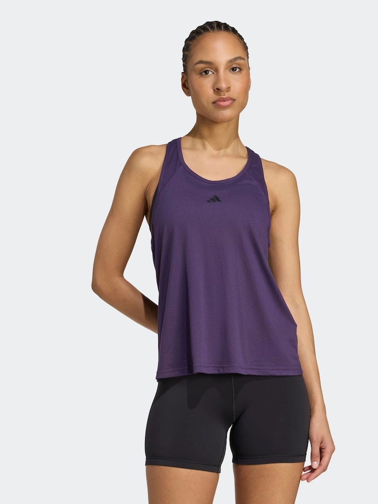 adidas Purple Light Train Essentials Minimal Branding Racerback Tank Top - Image 1 of 6