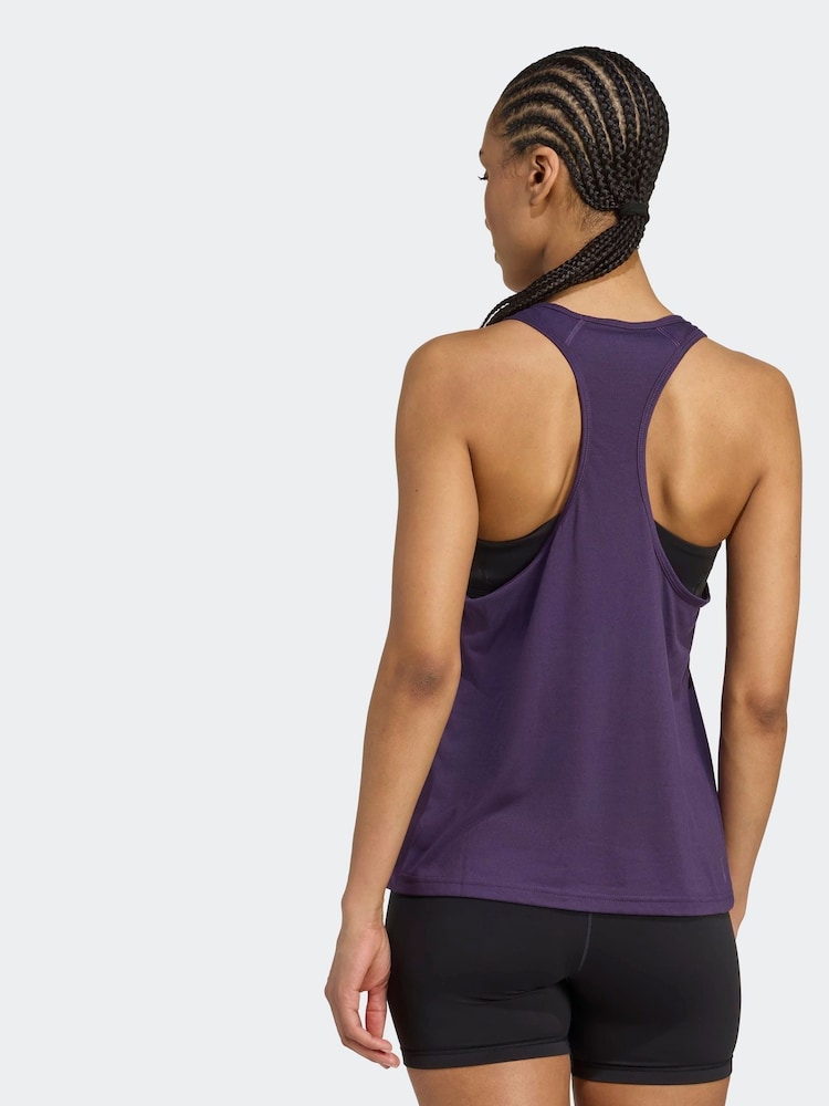 adidas Purple Light Train Essentials Minimal Branding Racerback Tank Top - Image 2 of 6