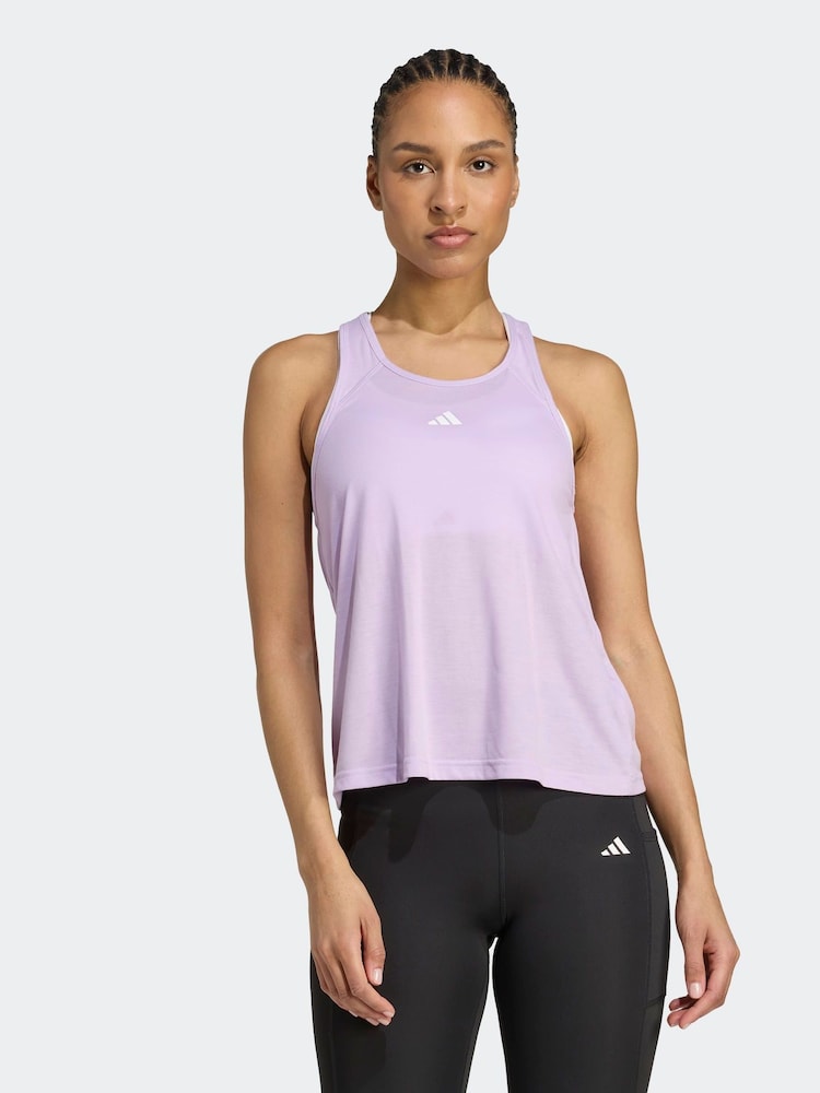 adidas Lilac Purple Train Essentials Minimal Branding Racerback Tank Top - Image 1 of 5 adidas Lilac Purple Train Essentials Minimal Branding Racerback Tank Top - Image 1 of 5