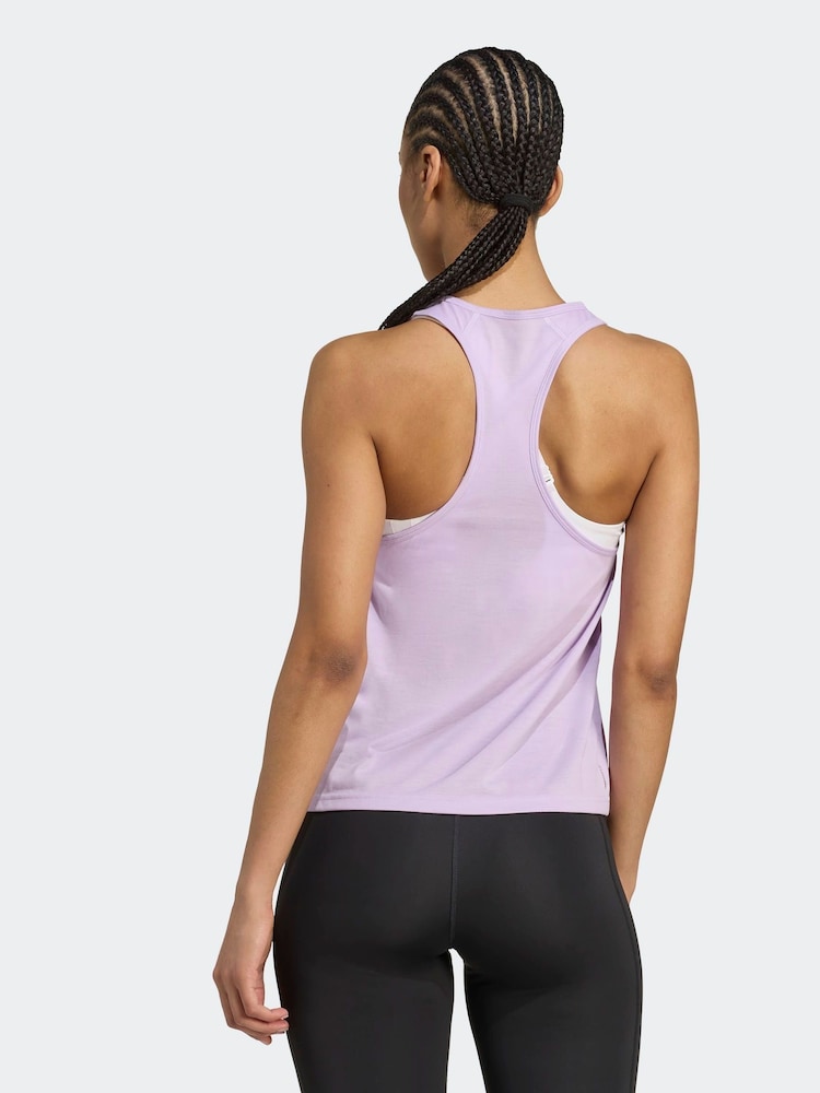 adidas Lilac Purple Train Essentials Minimal Branding Racerback Tank Top - Image 2 of 5 adidas Lilac Purple Train Essentials Minimal Branding Racerback Tank Top - Image 2 of 5