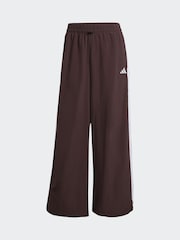 adidas Brown Essentials 3-Stripes Woven Wide Leg Trousers - Image 1 of 1