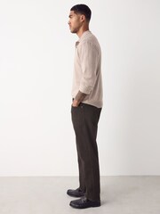 Chocolate Brown Regular Tapered Fit Vintage Wash Denim Jeans - Image 4 of 11