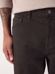 Chocolate Brown Regular Tapered Fit Vintage Wash Denim Jeans - Image 5 of 11