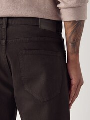 Chocolate Brown Regular Tapered Fit Vintage Wash Denim Jeans - Image 6 of 11