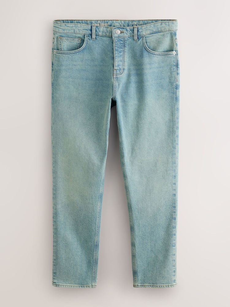 Blue Light Tint Slim Fit Vintage Wash Denim Jeans - Image 1 of 5 Blue Light Tint Slim Fit Vintage Wash Denim Jeans - Image 1 of 5
