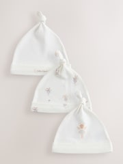 Ecru Fairy Mouse 3 Pack Tie Top Baby Beanies (0mths-2yrs) - Image 1 of 6