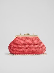 LK Bennett Small Alexa Red Paper Oloid Clasp Frame Clutch Bag - Bild 1 von 2