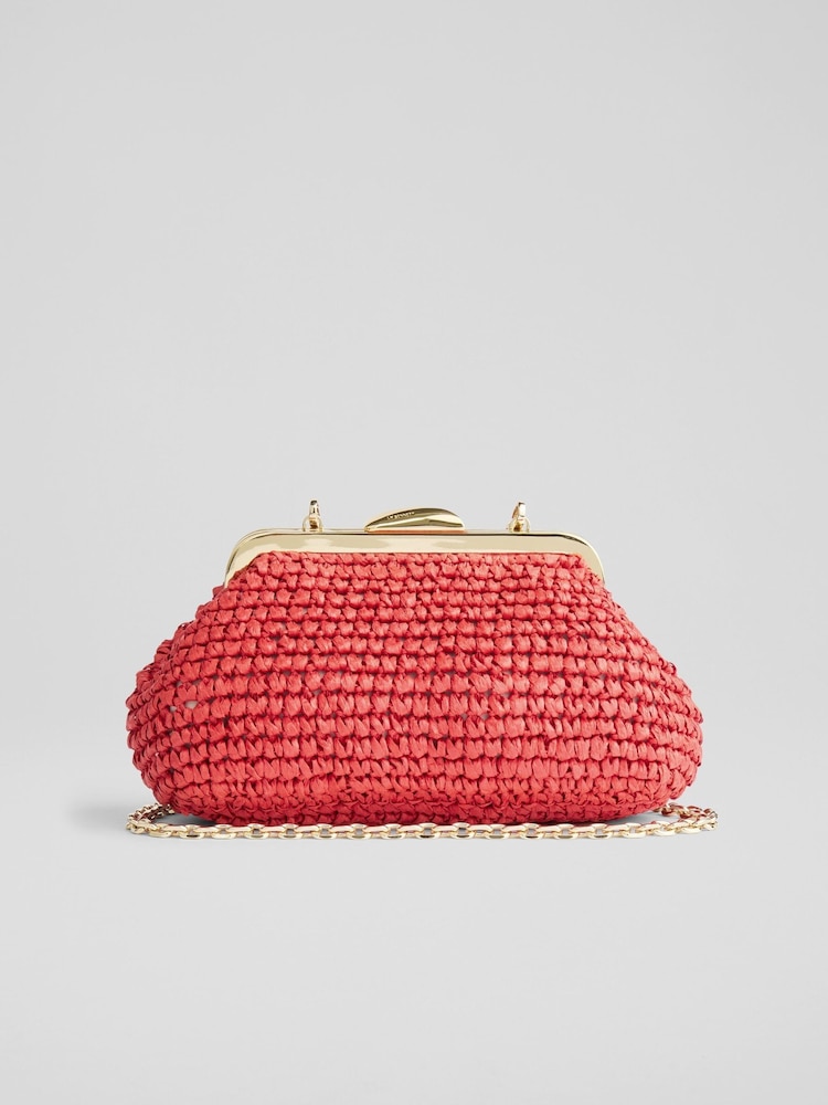 LK Bennett Small Alexa Red Paper Oloid Clasp Frame Clutch Bag - Bild 1 von 2