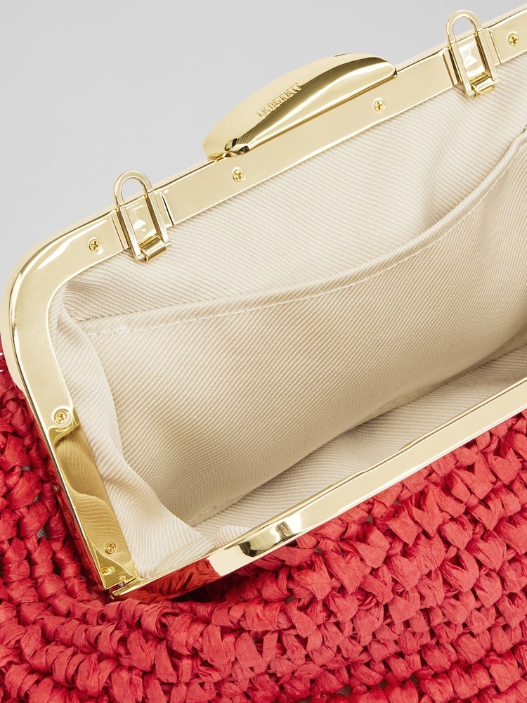 LK Bennett Small Alexa Red Paper Oloid Clasp Frame Clutch Bag - Bild 2 von 2