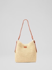 LK Bennett Natural Celeste Paper Paper Braided Handle Tote Bag - Image 1 of 1