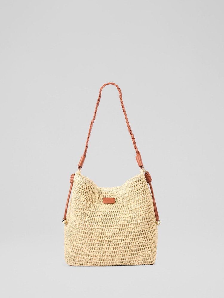LK Bennett Natural Celeste Paper Paper Braided Handle Tote Bag - Image 1 of 1