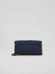 LK Bennett Larna Navy Crochet Oloid Clutch Bag - Bild 2 von 3