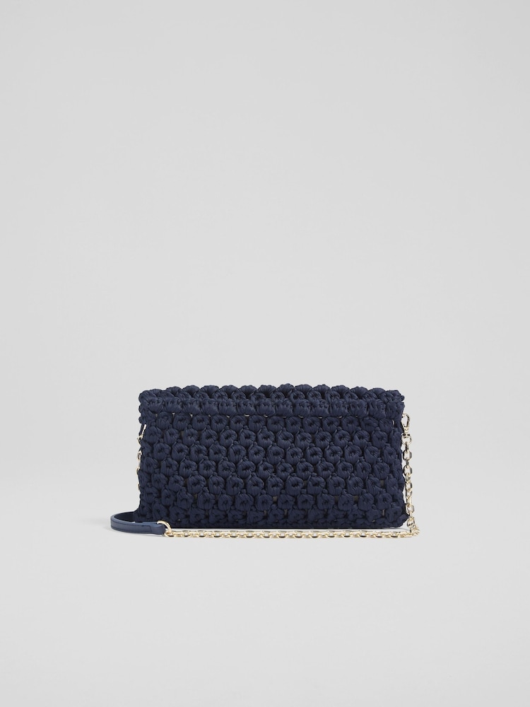 LK Bennett Larna Navy Crochet Oloid Clutch Bag - Bild 2 von 3