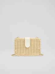LK Bennett Natural Lorente Paper Rectangle Box Paper Cross-Body Bag - Image 1 of 6