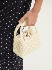 LK Bennett White Pearl Acrylic Pearl Bead Handle Mini Tote Bag - Image 3 of 3