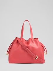 LK Bennett Pink Selina Amber Leather Bead Tote Bag - Image 1 of 3