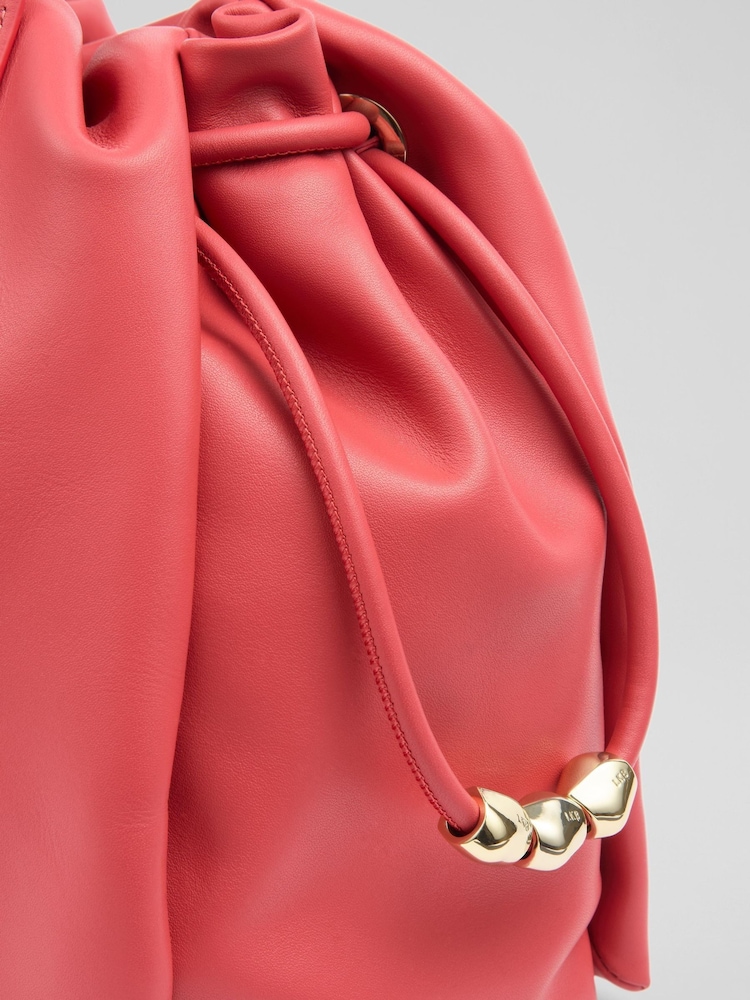 LK Bennett Pink Selina Amber Leather Bead Tote Bag - Image 2 of 3