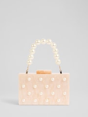 LK Bennett Natural Malia Acrylic Resin Box Clutch Bag With Pearls - Image 1 of 2