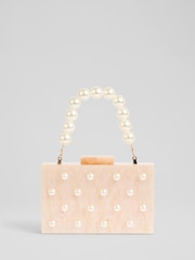 LK Bennett Natural Malia Acrylic Resin Box Clutch Bag With Pearls - Image 2 of 2