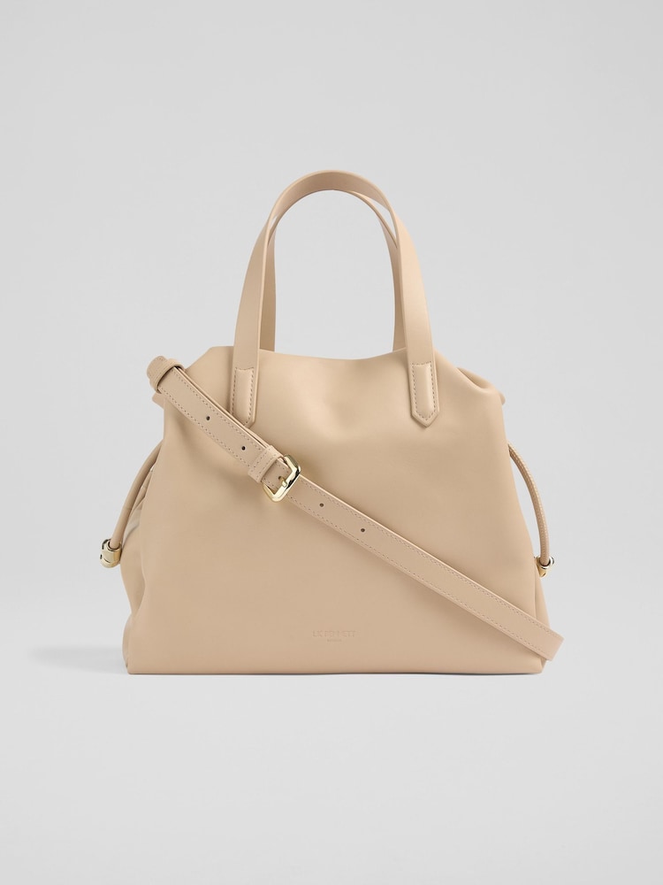LK Bennett Natural Frankie Fabric And Leather Core Cross-Body Bag - Image 1 of 5