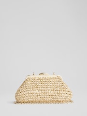 LK Bennett Small Alexa Natural And Gold Paper Oloid Clasp Frame Clutch Bag - Изображение 1 из 3