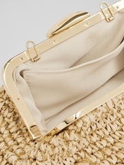 LK Bennett Small Alexa Natural And Gold Paper Oloid Clasp Frame Clutch Bag - Изображение 2 из 3