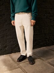 Ecru White Regular Tapered Fit Vintage Wash Denim Jeans - Image 1 of 9