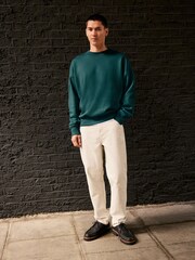 Ecru White Regular Tapered Fit Vintage Wash Denim Jeans - Image 3 of 9
