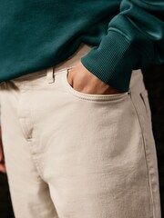 Ecru White Regular Tapered Fit Vintage Wash Denim Jeans - Image 4 of 9