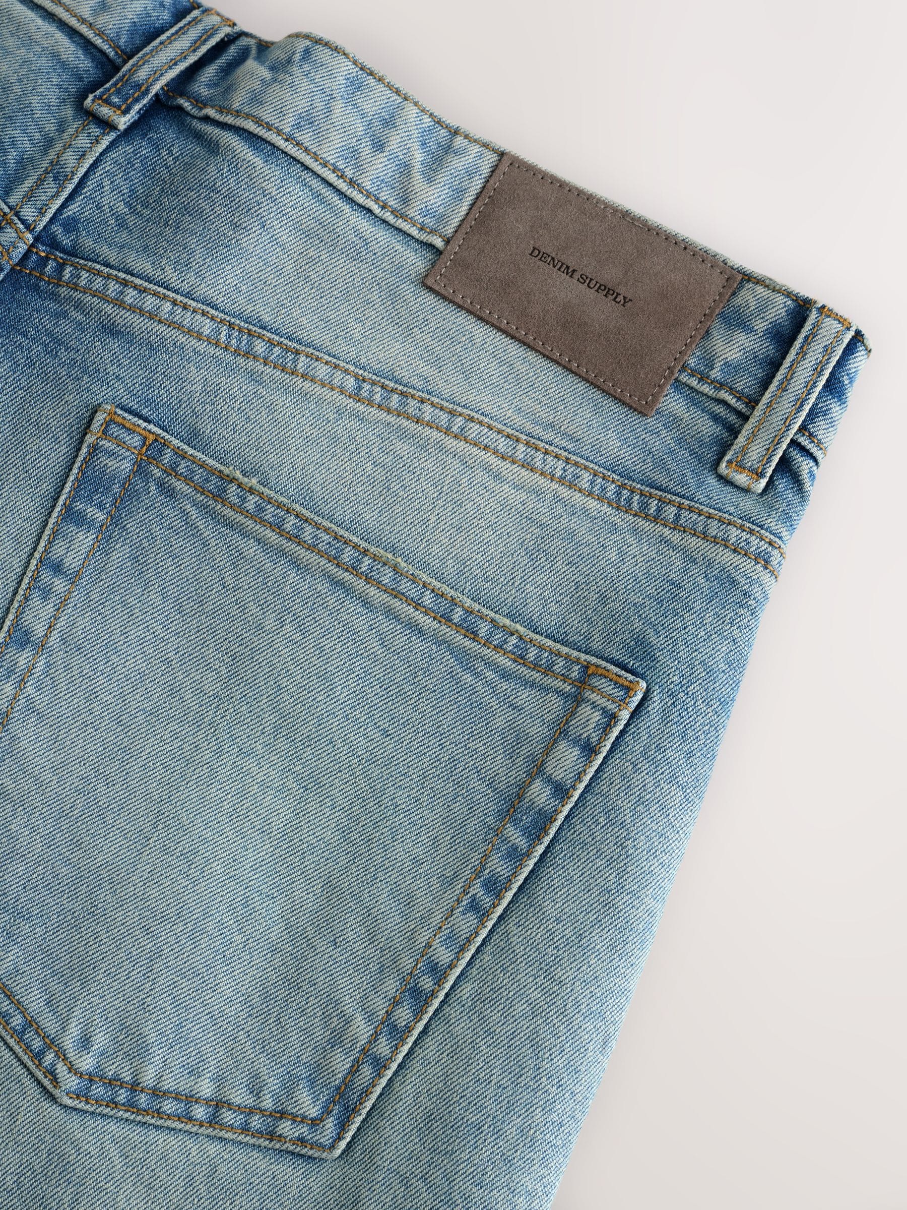Buy Blue Light Classic Straight Fit Vintage Wash Denim Jeans from