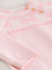 Baker by Ted Baker Pink Knitted Fairisle Pattern Romper - Image 9 of 13