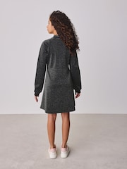 Baker by Ted Baker Metallic Glitter Baseball Black Dress - Image 5 of 12
