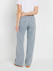 Long Tall Sally Blue 100% Cotton Textured Detail Slouch Jeans - Image 4 of 6