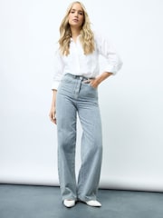 Long Tall Sally Blue 100% Cotton Textured Detail Slouch Jeans - Image 5 of 6
