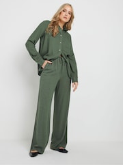 Long Tall Sally Green Blend Wide Leg Trousers - Image 1 of 6