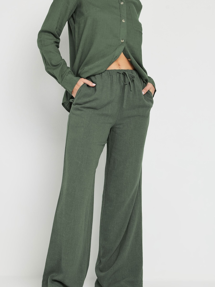 Long Tall Sally Green Blend Wide Leg Trousers - Image 2 of 6