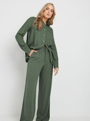 Long Tall Sally Green Blend Wide Leg Trousers - Image 3 of 6