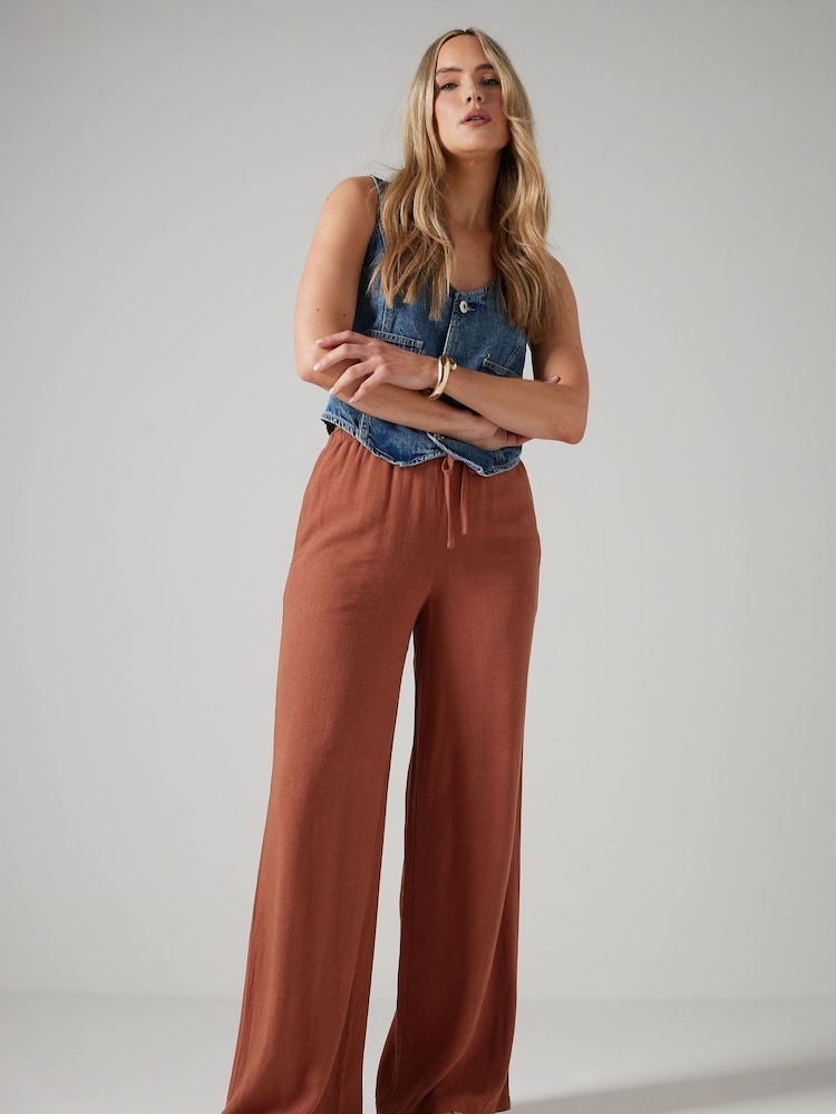 Long Tall Sally Orange Blend Wide Leg Trousers - Image 1 of 4