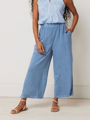 M&Co Blue Acid Wash Cullotte Trousers - Image 1 of 5