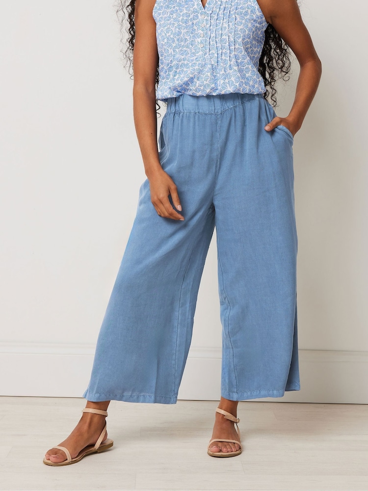 M&Co Blue Acid Wash Cullotte Trousers - Image 1 of 5