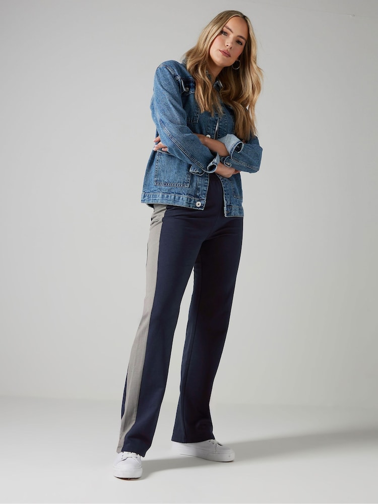 Long Tall Sally Blue 100% Cotton Side Panel Joggers - Image 2 of 4