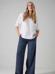 Long Tall Sally Blue Blend Wide Leg Trousers - Image 1 of 4