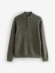 Green Quater Zip Neck Funnel Jumper - Image 1 of 1