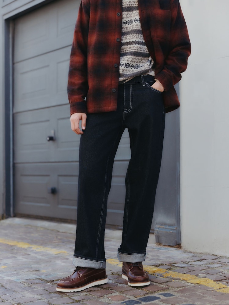 Black Baggy Fit Vintage Wash Denim Jeans - Image 1 of 5 Black Baggy Fit Vintage Wash Denim Jeans - Image 1 of 5