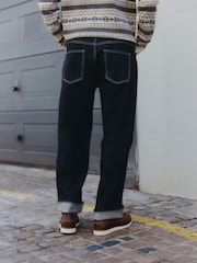 Black Baggy Fit Vintage Wash Denim Jeans - Image 3 of 5