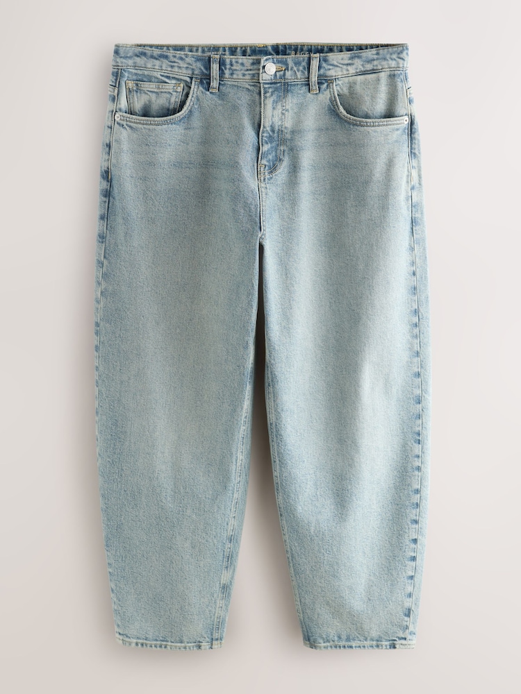 Blue Light Tint Barrel Fit Vintage Wash Denim Jeans - Image 1 of 5