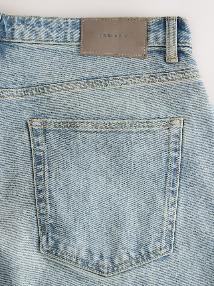 Blue Light Tint Barrel Fit Vintage Wash Denim Jeans - Image 5 of 5