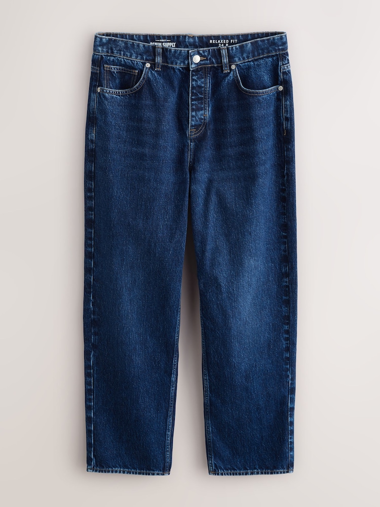 Blue Classic Vintage Relaxed Fit Vintage Wash Denim Jeans - Image 1 of 5